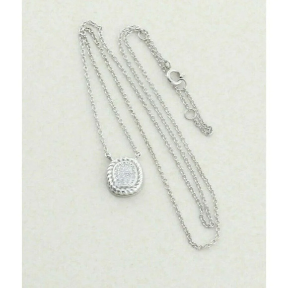 Sterling Silver CZ  Necklace 16 to 18 inch chain Adjustable - Picture 4 of 8